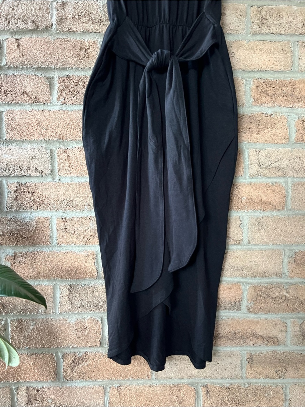 Smash + Tess Athena Midi Dress Black Bamboo Wrap Tie Waist Pockets S - Picture 6 of 13